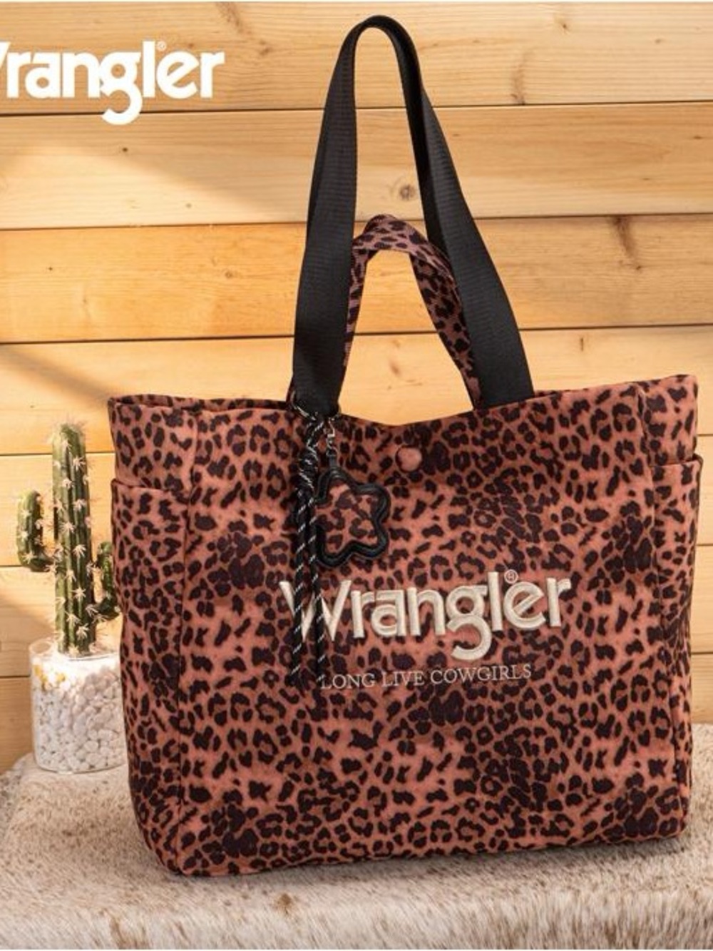 Wrangler Leopard Print Tote in Brown and Black